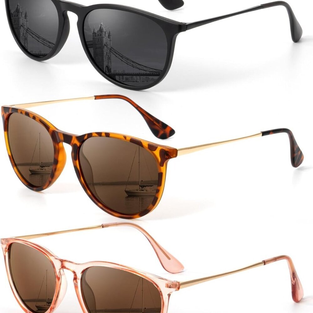 Women's Polarized Sunglasses Retro Round UV400 Protection Travel Party